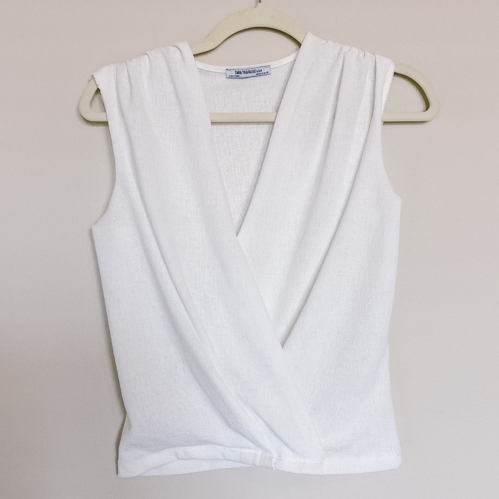 Zara White Wrap Blouse
